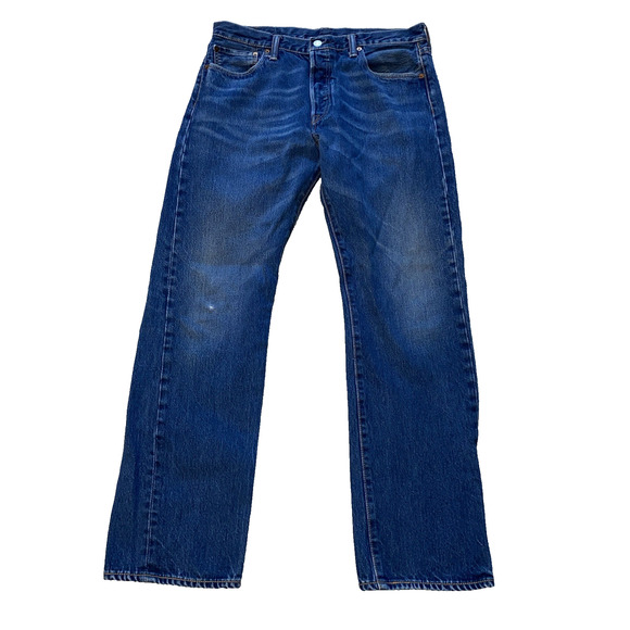 Levi's Vintage 501 L5155 S37303 Button Fly Straight Leg Blue Denim Jeans 34 X 32 - Picture 1 of 10